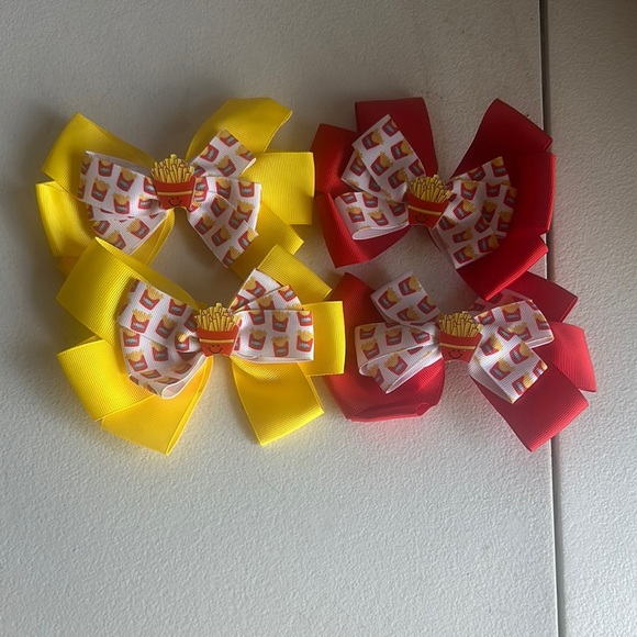 Set of Yellow and Red French Fry Hair Bows - Picture 3 of 3